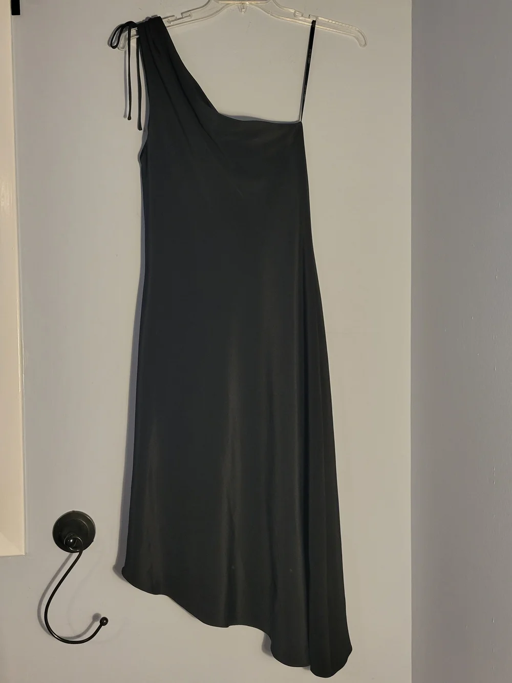 Laundry By Shelli Segal Black 90s One-Shoulder Asymmetrical Dress Size 12P